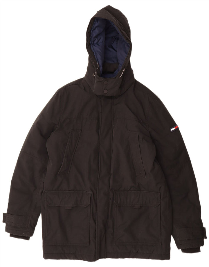 Tommy Hilfiger Mens Hooded Padded Jacket UK 42 XL Black Polyester
