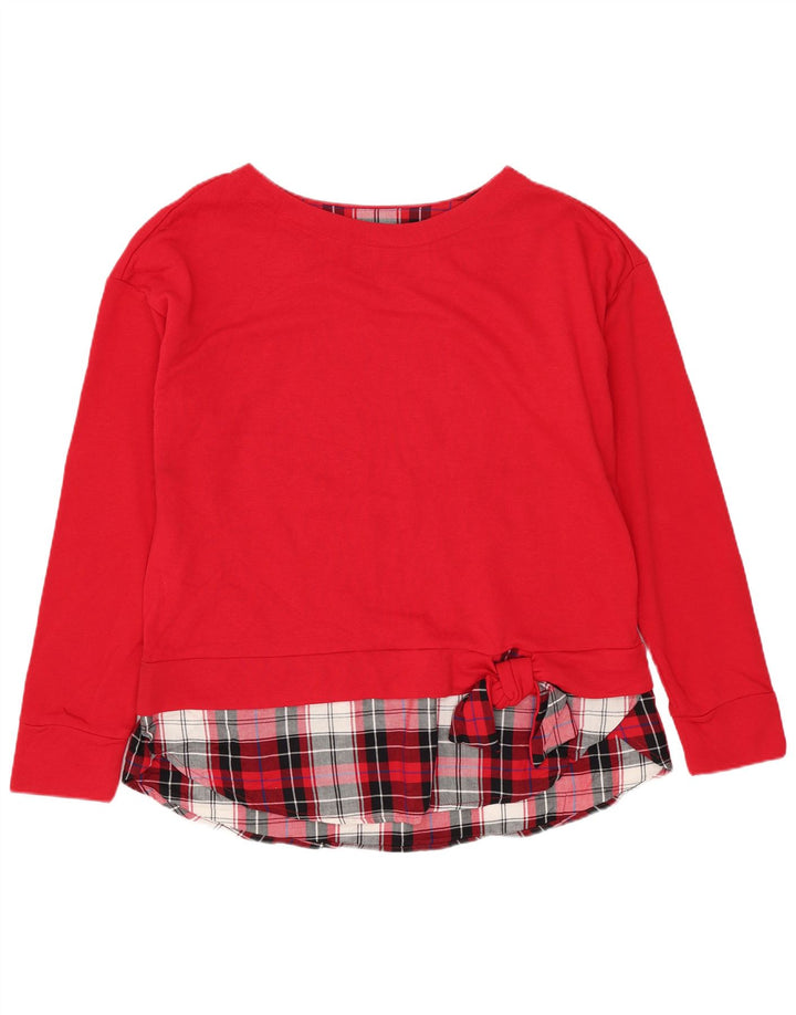 Izod Womens Top Long Sleeve UK 14 Large Red Plaid Cotton
