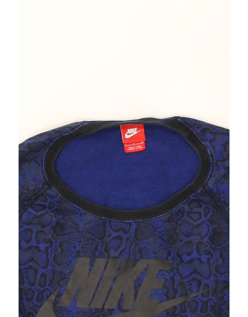 NIKE Mens Graphic Sweatshirt Jumper Small Navy Blue Animal Print Cotton | Vintage Nike | Thrift | Second-Hand Nike | Used Clothing | Messina Hembry 