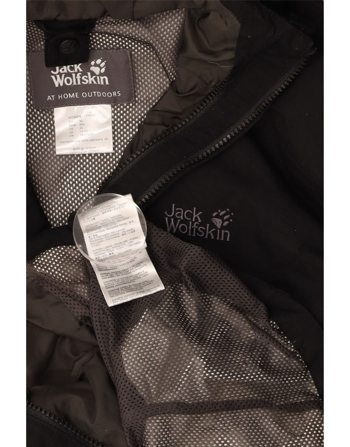 JACK WOLFSKIN Womens Hooded Rain Jacket UK 18/20 XL Black Polyamide