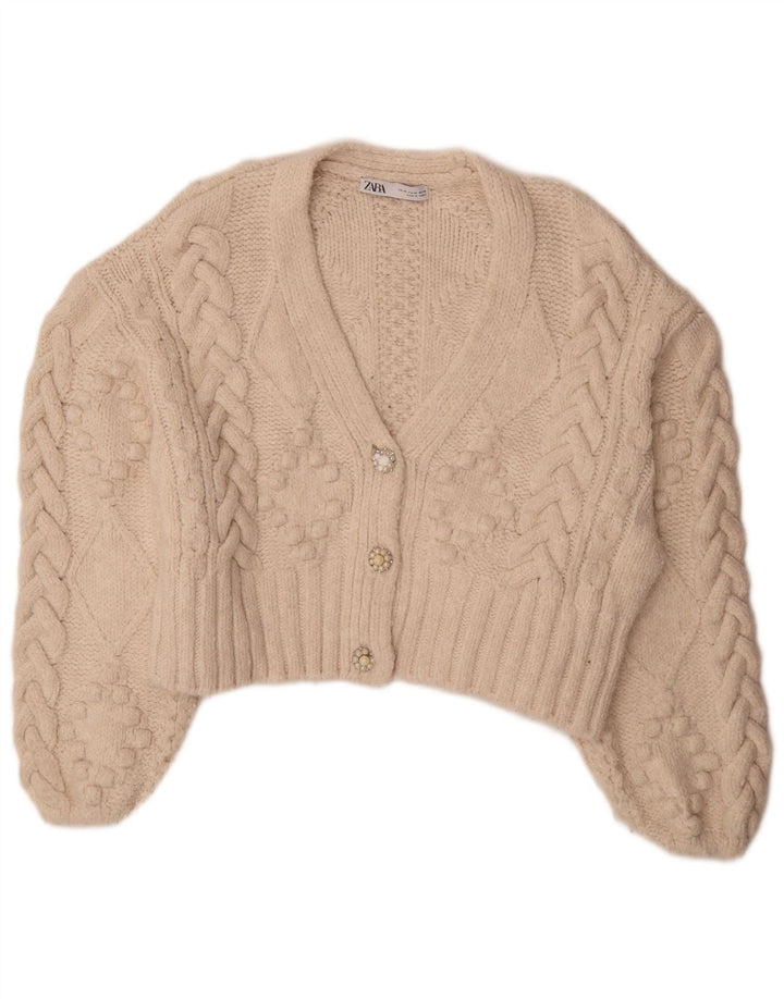 Zara Womens Oversized Jumper Sweater UK 14 Medium Off White Acrylic