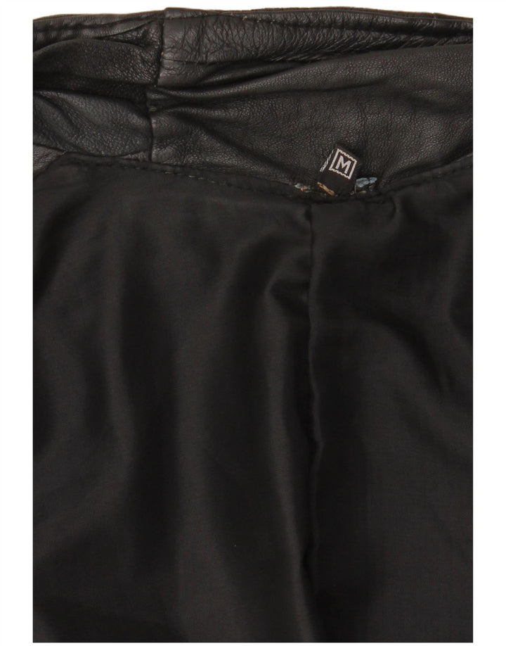 VINTAGE Mens Leather Gilet UK 38 Medium Black Patchwork