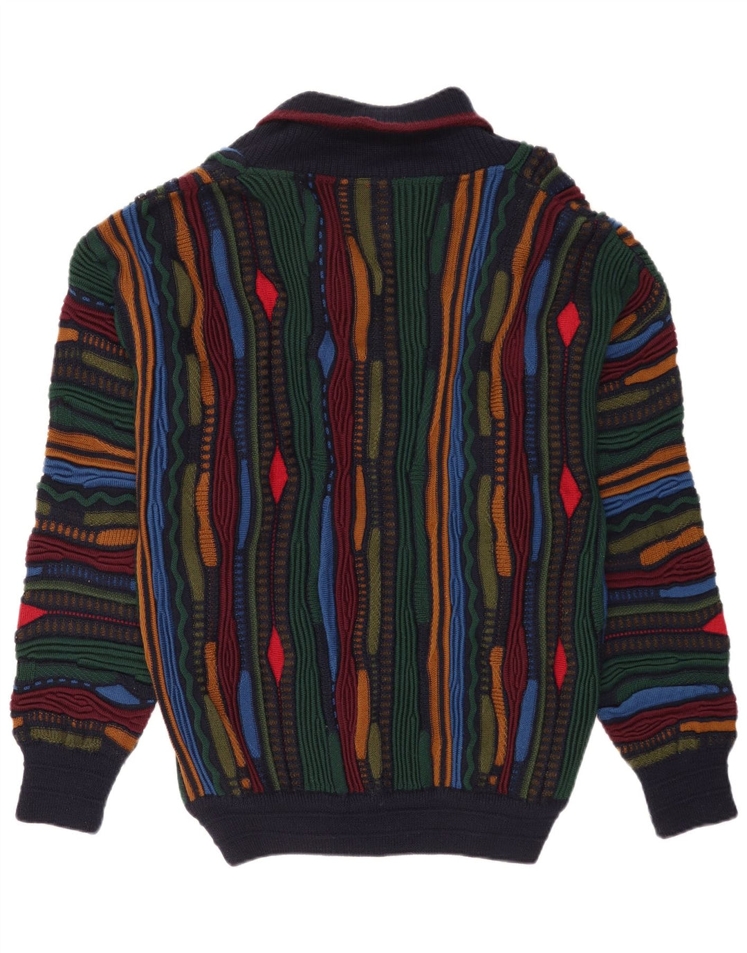 Limnos Mens Shawl Neck Jumper Sweater XL Multicoloured Geometric Wool