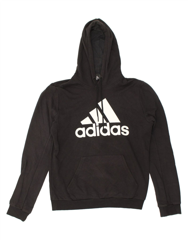 ADIDAS Mens Graphic Hoodie Jumper Medium Black Cotton | Vintage Adidas | Thrift | Second-Hand Adidas | Used Clothing | Messina Hembry 