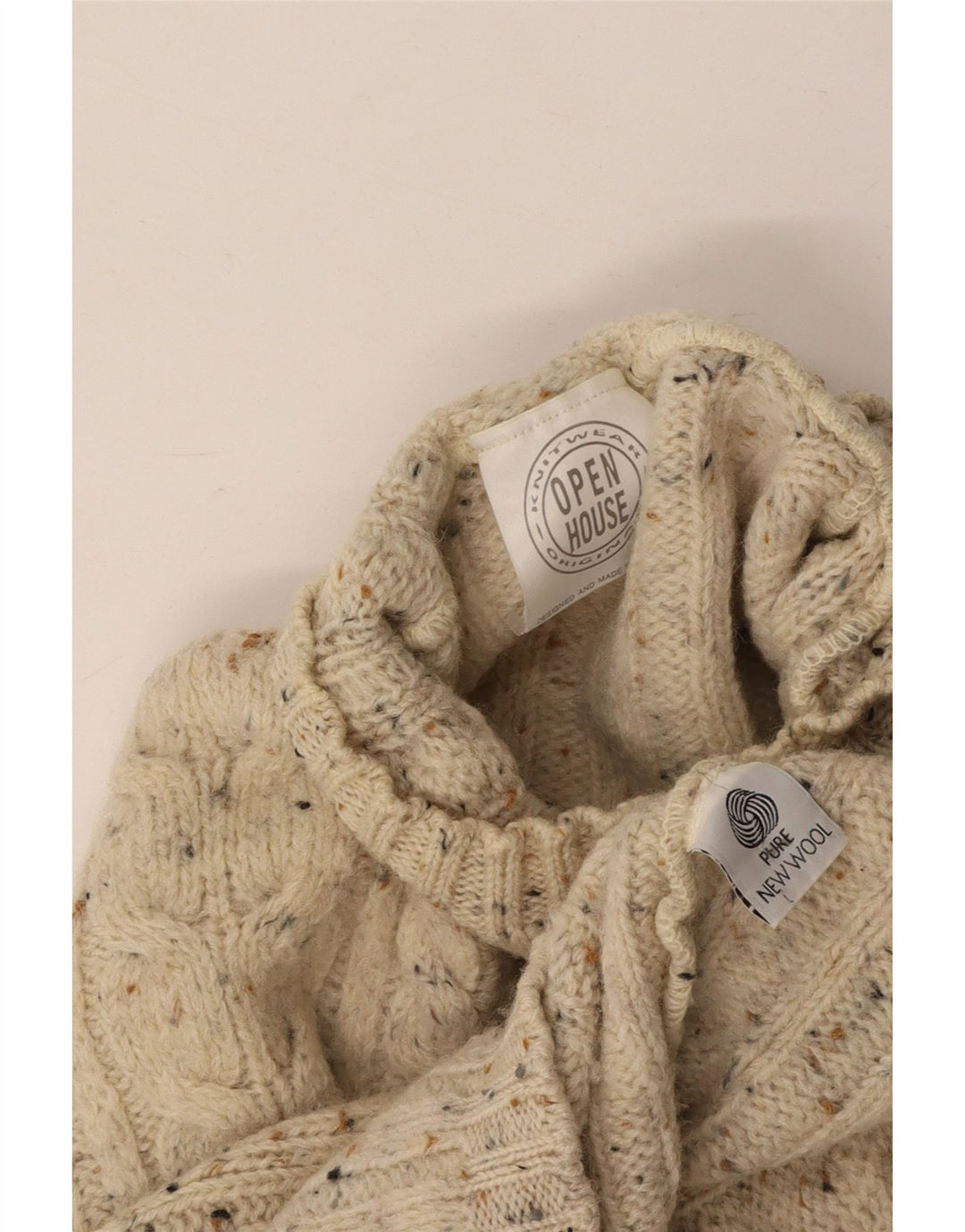 VINTAGE Womens Turtle Neck Jumper Sweater UK 18 XL Off White Flecked