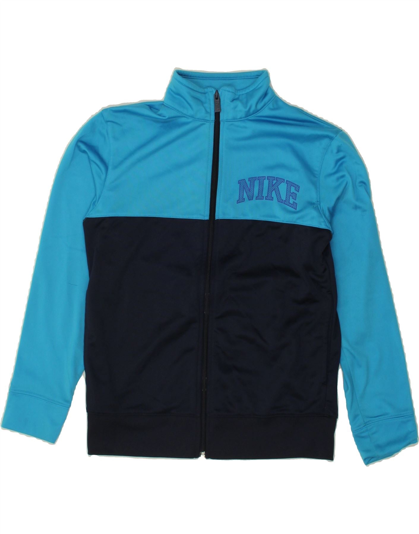 NIKE Boys Graphic Tracksuit Top Jacket 12-13 Years Large Navy Blue