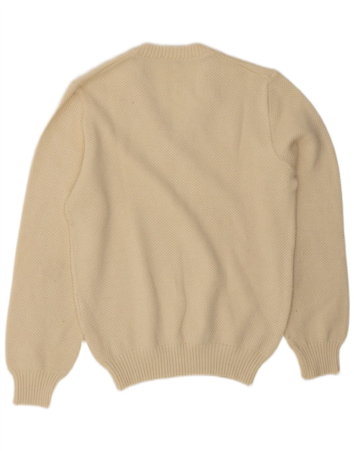 Vintage Mens V-Neck Jumper Sweater IT 50 Medium Off White