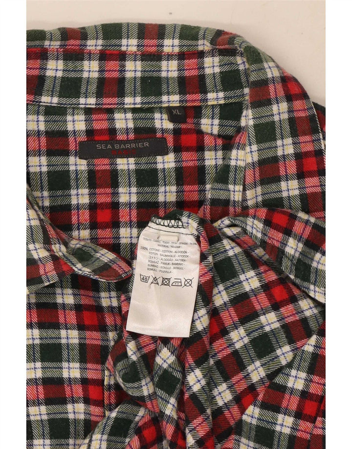 Sea Barrier Mens Flannel Shirt XL Green Check Cotton