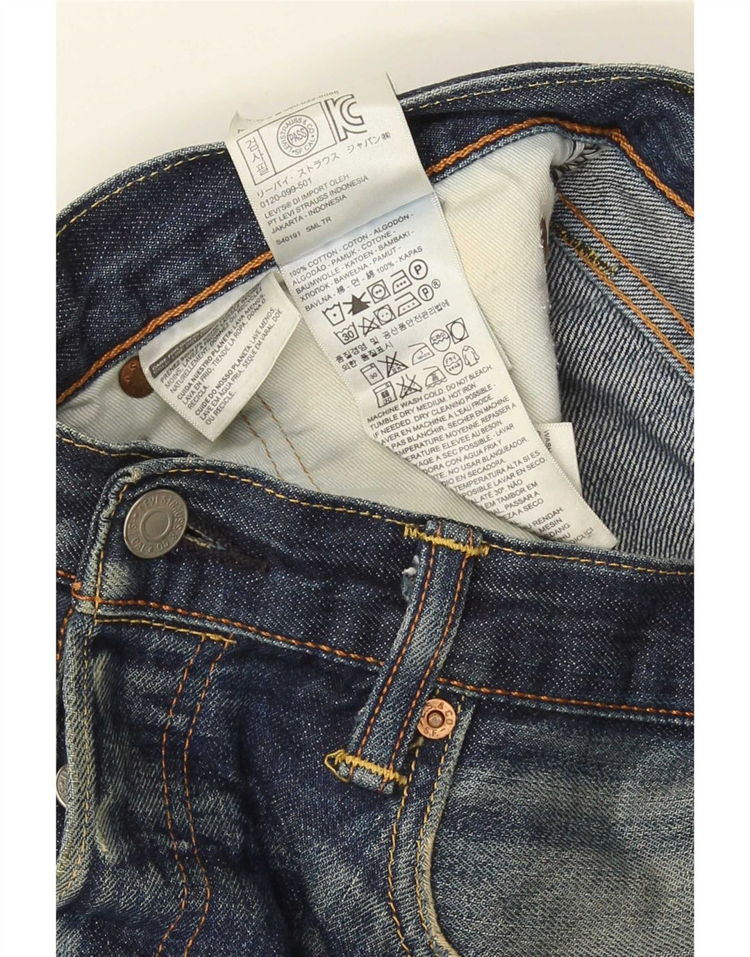 Levi's Mens 501 Straight Jeans W33 L34 Navy Blue Cotton