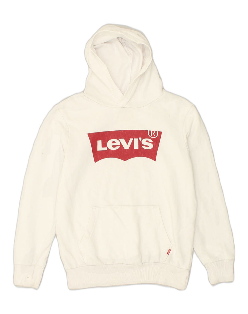 LEVI'S Boys Graphic Hoodie Jumper 9-10 Years White Cotton | Vintage Levi's | Thrift | Second-Hand Levi's | Used Clothing | Messina Hembry 