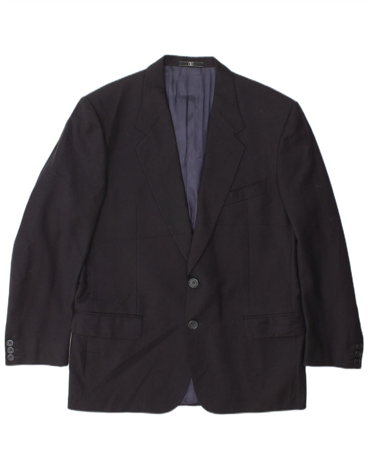 Valentino Mens 2 Button Blazer Jacket IT 50 Large Navy Blue Wool