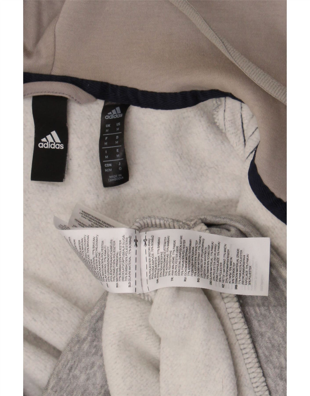 Adidas Mens Zip Hoodie Sweater Medium Grey Cotton