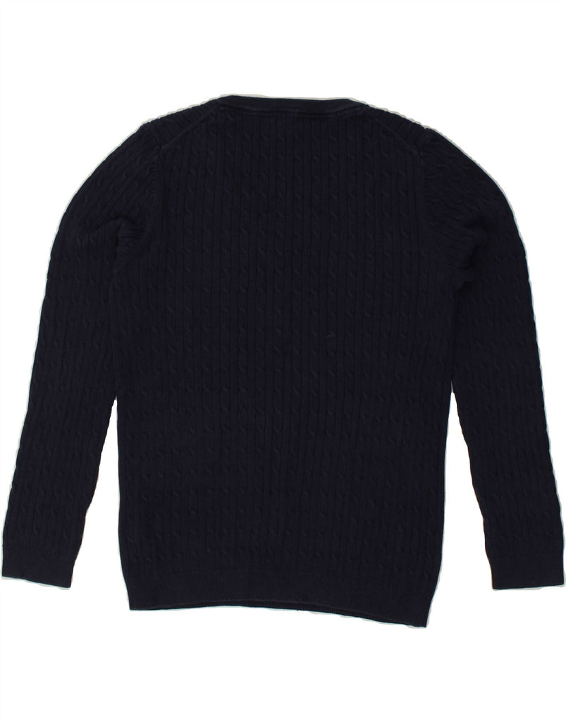CREW CLOTHING Womens V-Neck Jumper Sweater UK 16 Large Navy Blue Cotton | Vintage Crew Clothing | Thrift | Second-Hand Crew Clothing | Used Clothing | Messina Hembry 