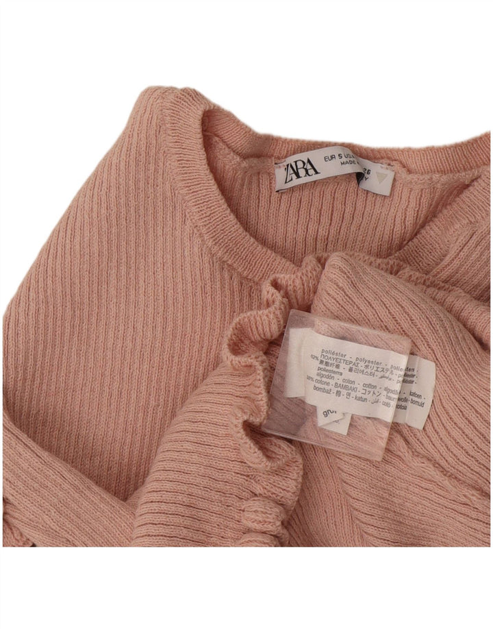 Zara Womens Crop Blouse Top UK 10 Small Pink Polyester