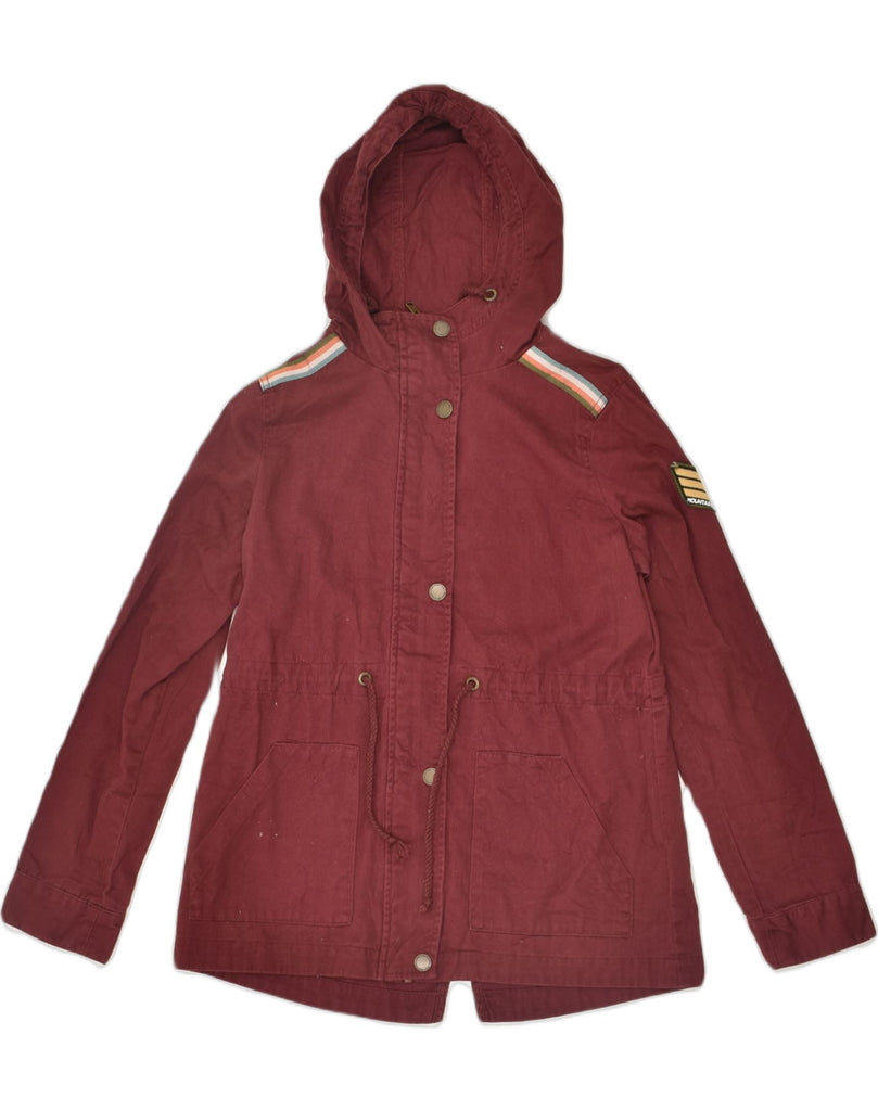 ROXY Womens Hooded Rain Jacket US 4 Small Maroon Cotton | Vintage Roxy | Thrift | Second-Hand Roxy | Used Clothing | Messina Hembry 