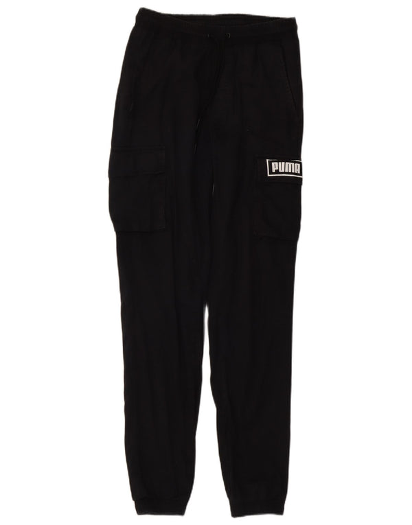Puma Mens Graphic Joggers Cargo Trousers Small W27 L31 Black Cotton