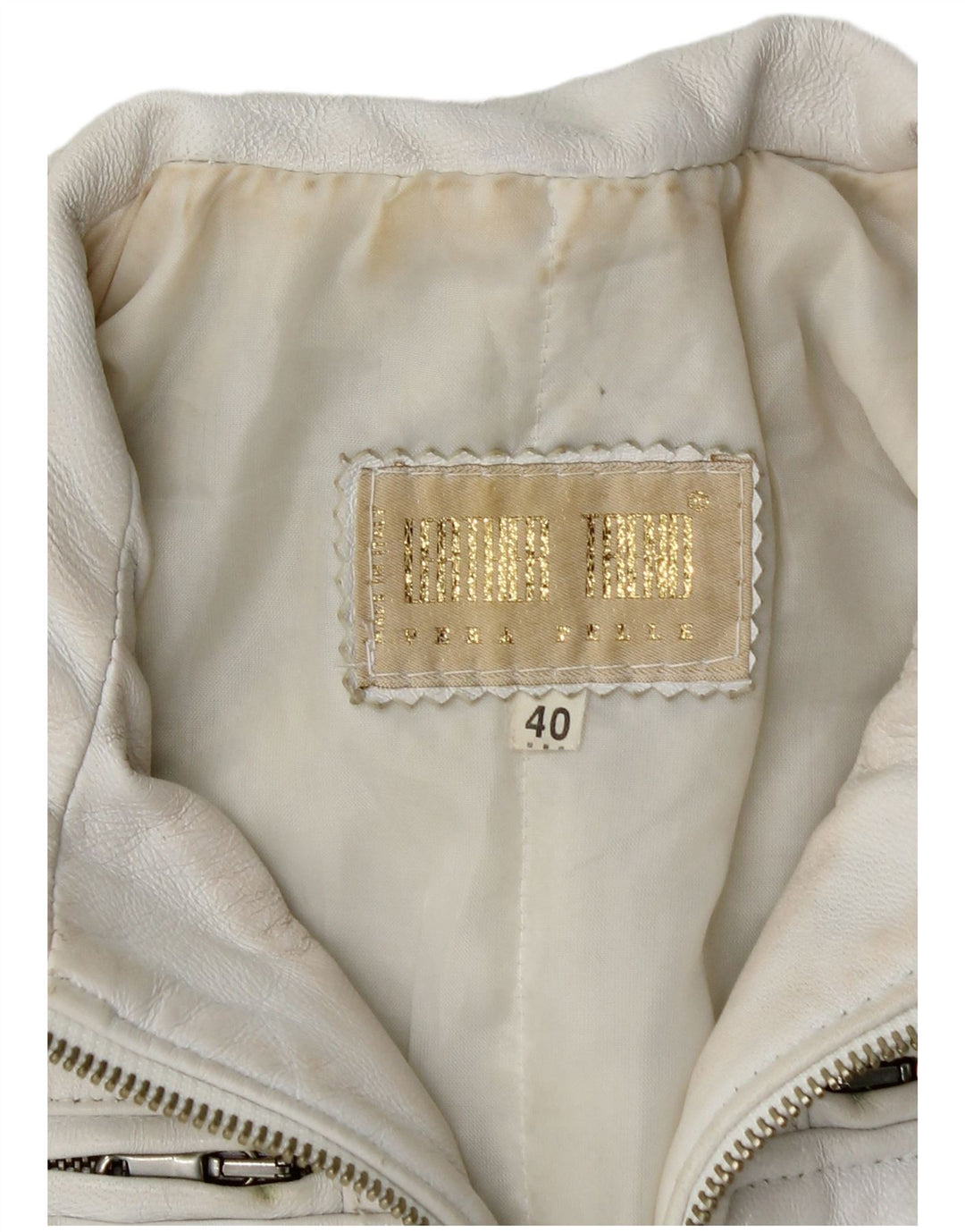 Vintage Womens Crop Leather Jacket IT 40 Small White Leather