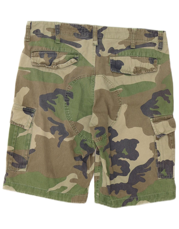 Vintage Mens Cargo Shorts IT 48 Medium W34  Green Camouflage Cotton