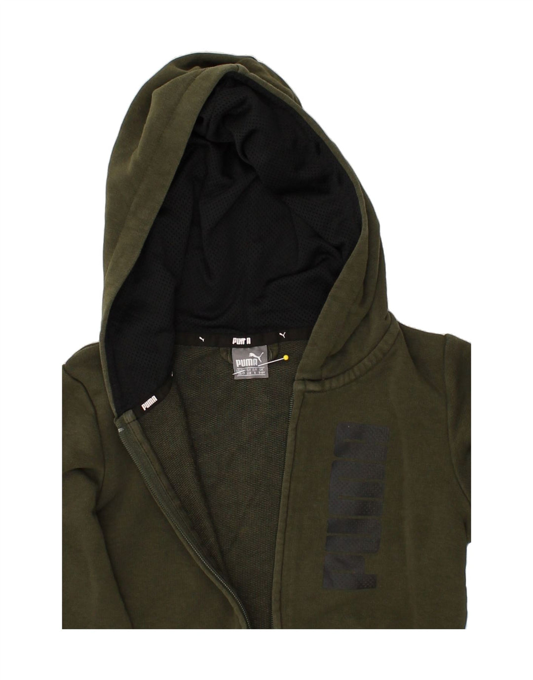 PUMA Boys Graphic Zip Hoodie Sweater 5-6 Years Khaki | Vintage Puma | Thrift | Second-Hand Puma | Used Clothing | Messina Hembry 