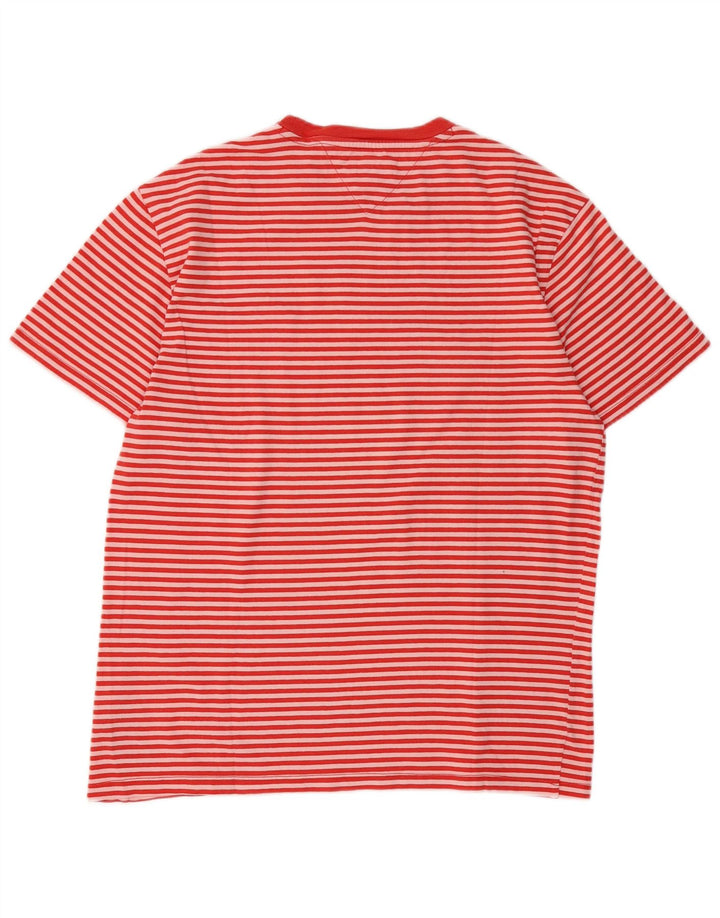 Tommy Hilfiger Mens T-Shirt Top Large Red Striped Cotton