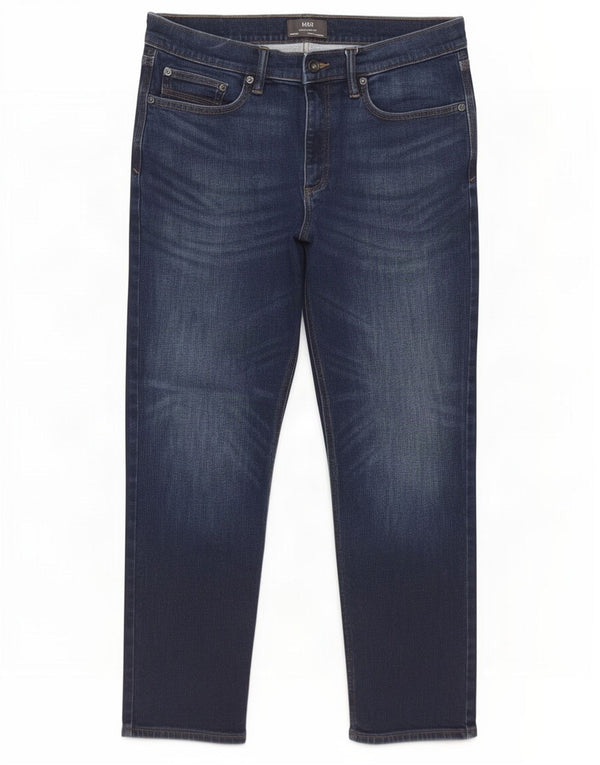 Marks & Spencer Mens Straight Jeans W34 L29 Navy Blue Cotton