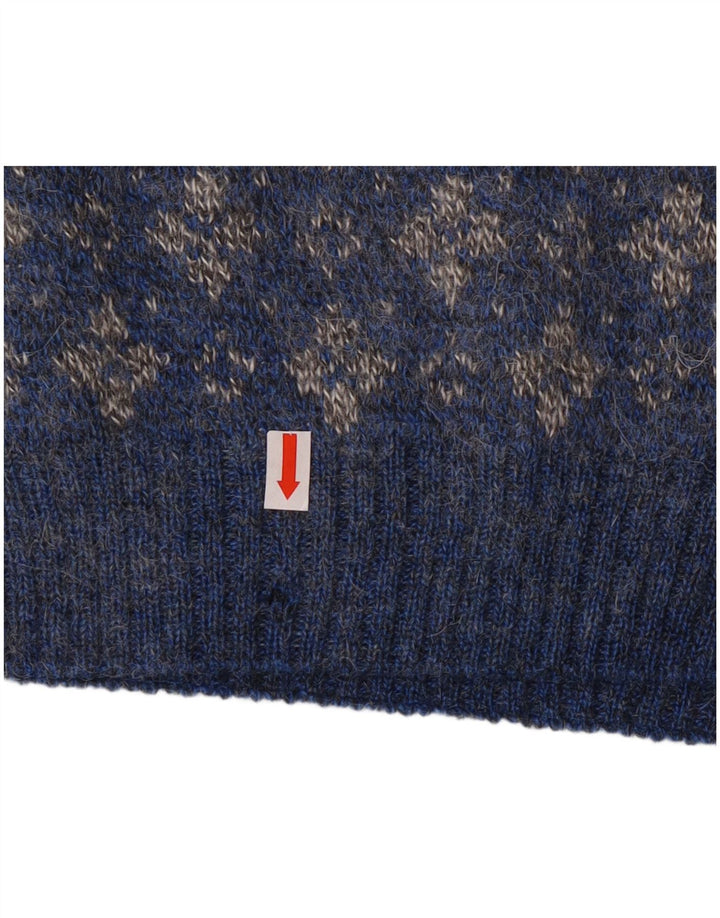 Umberto Severi Mens Polo Neck Jumper Sweater IT 52 Large Blue Floral