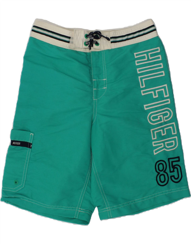 TOMMY HILFIGER Boys Graphic Swimming Shorts 12-13 Years Large Green Nylon | Vintage Tommy Hilfiger | Thrift | Second-Hand Tommy Hilfiger | Used Clothing | Messina Hembry 