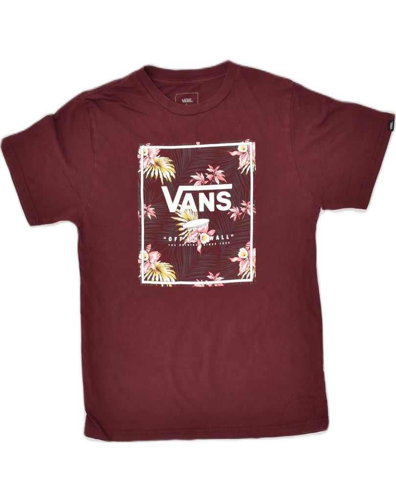 VANS Boys Custom Fit Graphic T-Shirt Top 12-13 Years Large Burgundy Cotton | Vintage Vans | Thrift | Second-Hand Vans | Used Clothing | Messina Hembry 