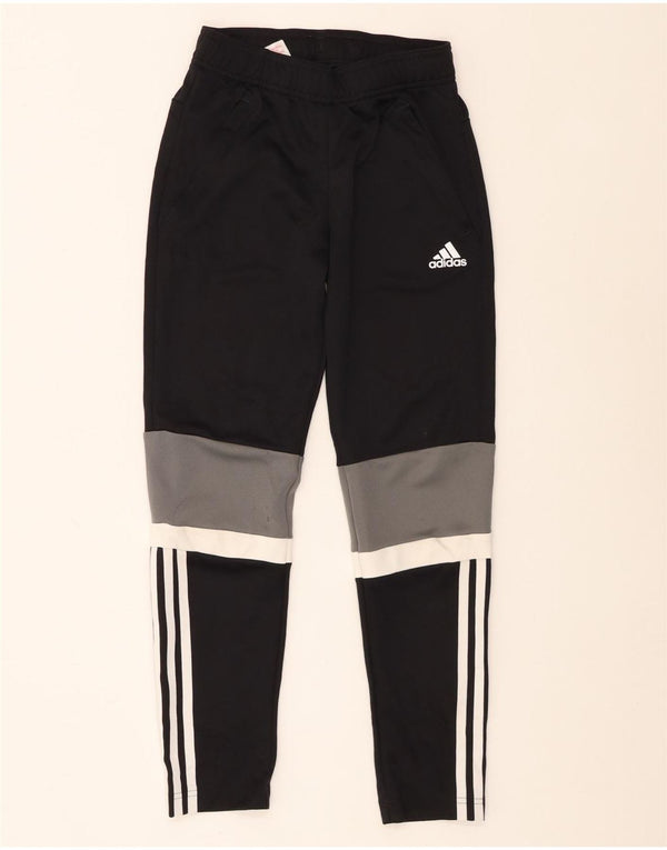 Adidas Boys Climalite Tracksuit Trousers 10-11 Years Black Colourblock