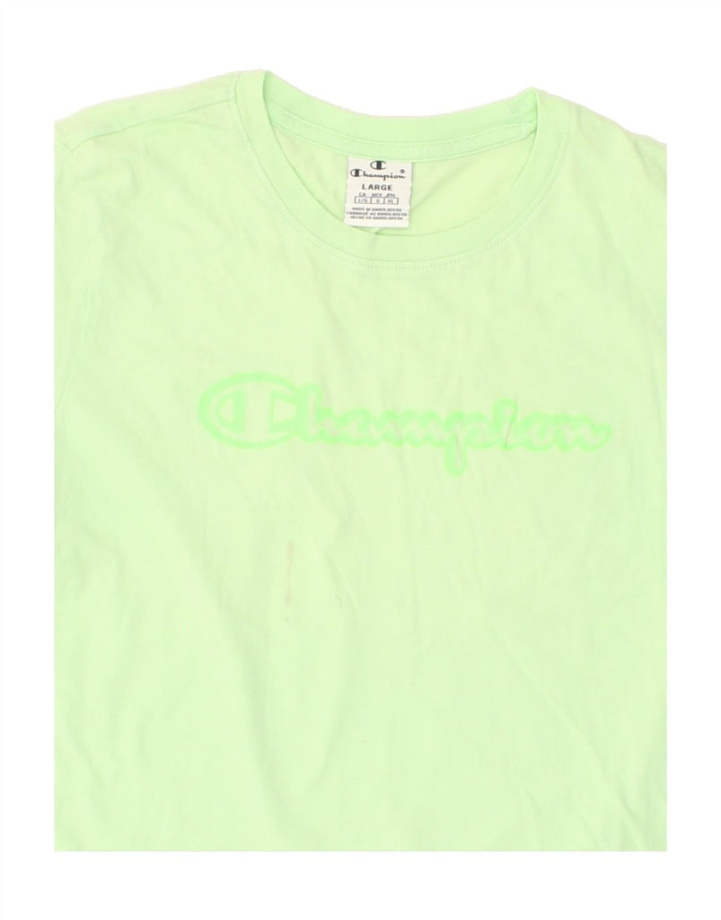 CHAMPION Womens Graphic T-Shirt Top UK 14 Large Green Cotton Vintage Champion and Second-Hand Champion from Messina Hembry 