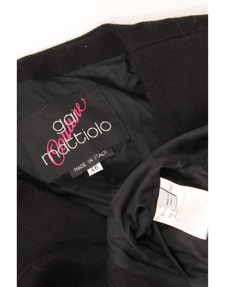 Gai Mattiolo Womens 1 Button Blazer Jacket IT 46 Large Black Virgin Wool