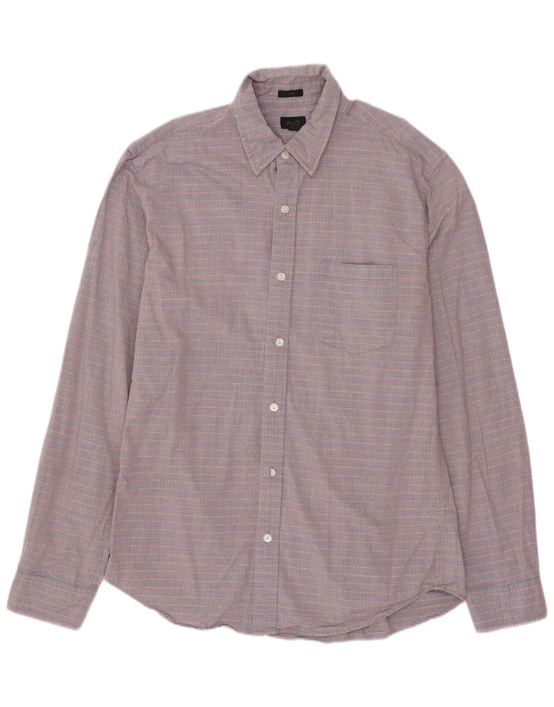 J. CREW Mens Slim Fit Shirt Medium Grey Striped Cotton