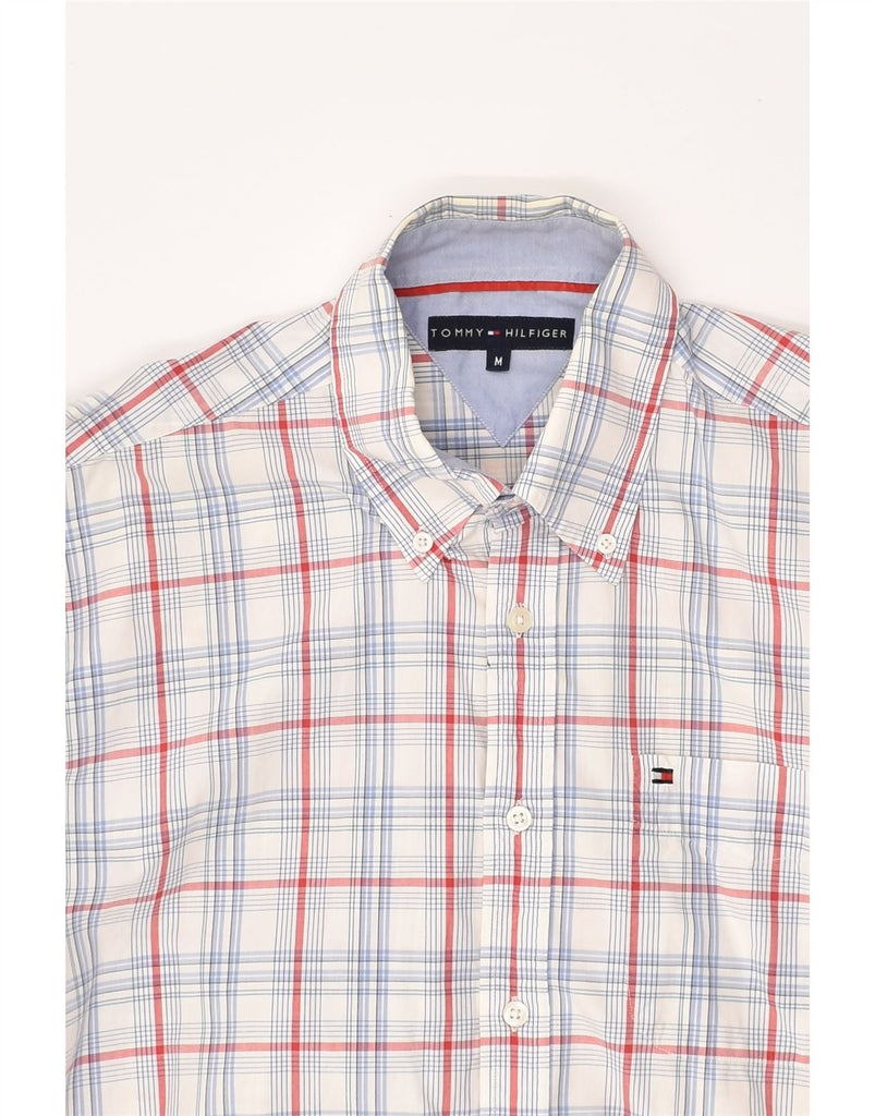 TOMMY HILFIGER Mens Shirt Medium White Check Cotton | Vintage Tommy Hilfiger | Thrift | Second-Hand Tommy Hilfiger | Used Clothing | Messina Hembry 