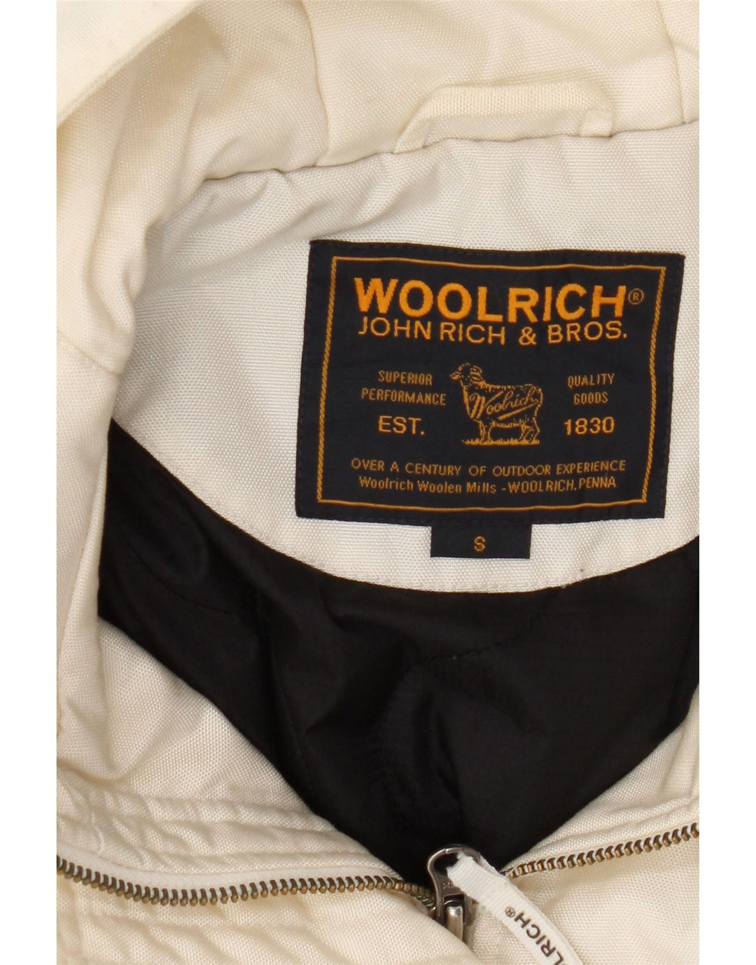 Woolrich Womens Hooded Bomber Jacket UK 10 Small Off White Nylon