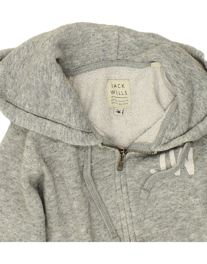 JACK WILLS Womens Oversized Graphic Zip Hoodie Sweater UK 10 Small  Grey Vintage Jack Wills and Second-Hand Jack Wills from Messina Hembry 