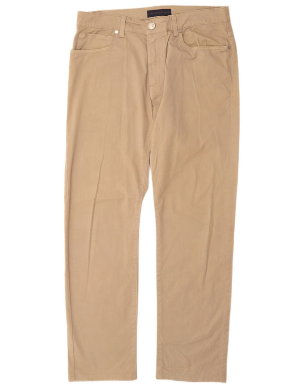 Trussardi Mens Straight Casual Trousers W33 L31 Beige Cotton