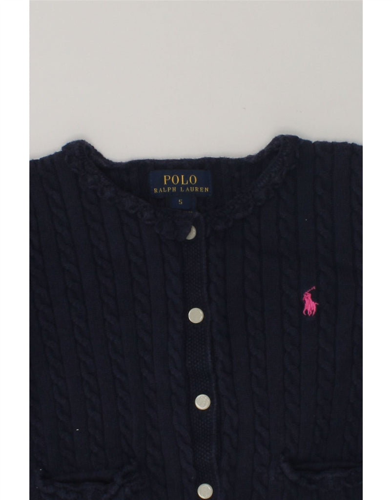POLO RALPH LAUREN Girls Cardigan Sweater 4-5 Years Navy Blue Cotton | Vintage Polo Ralph Lauren | Thrift | Second-Hand Polo Ralph Lauren | Used Clothing | Messina Hembry 