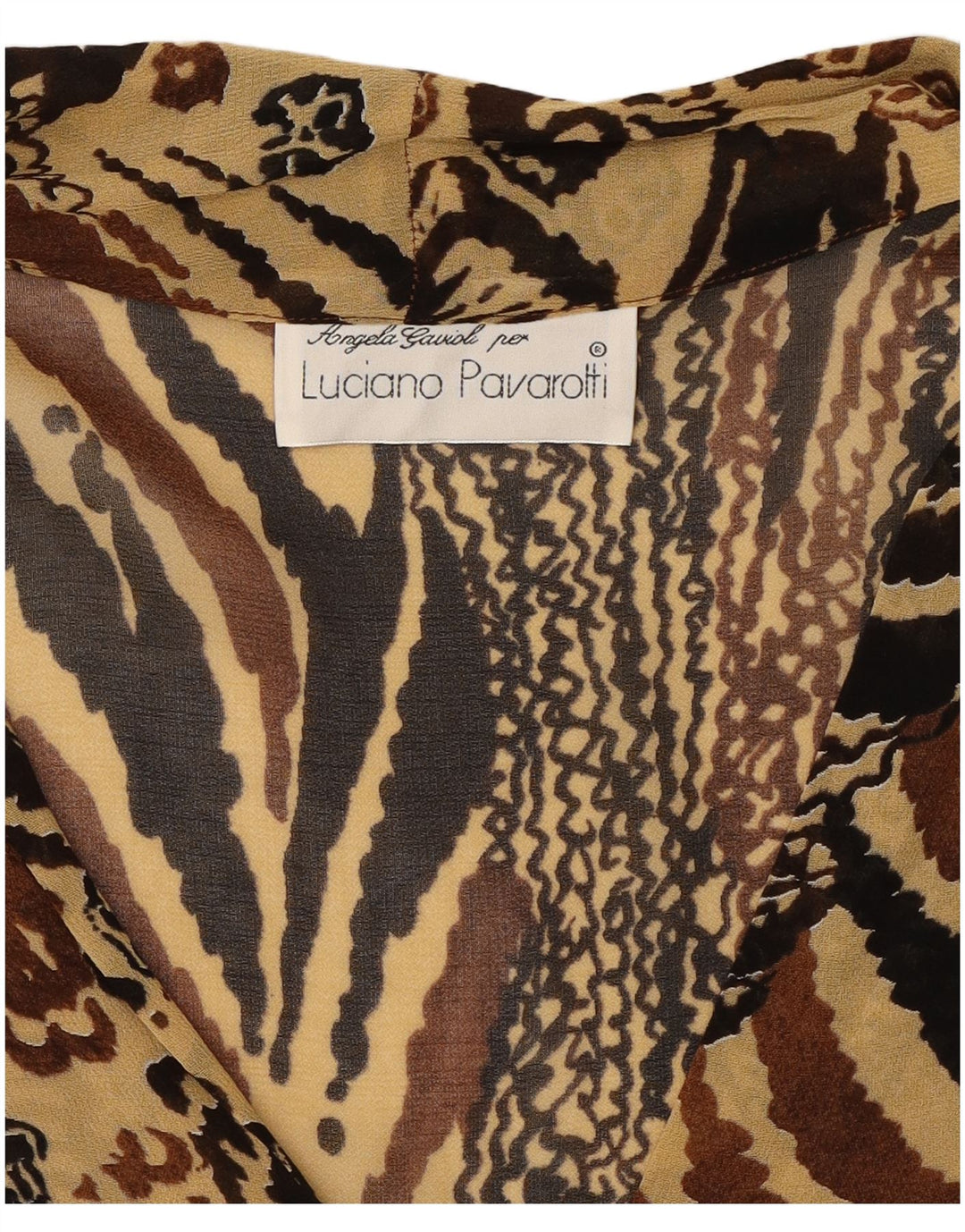 VINTAGE Womens Luciano Pavarotti  Blouse Top UK 14 Medium Brown