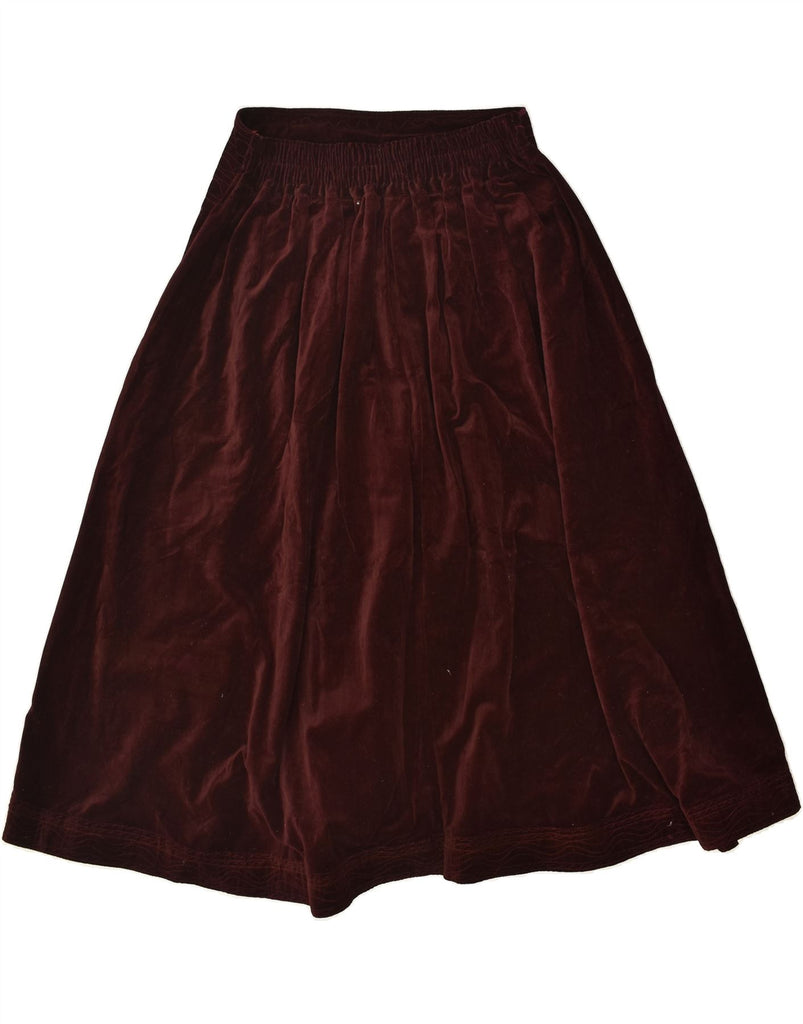 VINTAGE Womens Velvet A-Line Skirt W34 Large Maroon | Vintage Vintage | Thrift | Second-Hand Vintage | Used Clothing | Messina Hembry 