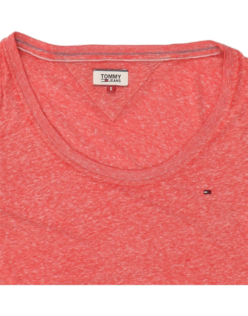 TOMMY HILFIGER Womens T-Shirt Top UK 10 Small Red Flecked Cotton Vintage Tommy Hilfiger and Second-Hand Tommy Hilfiger from Messina Hembry 