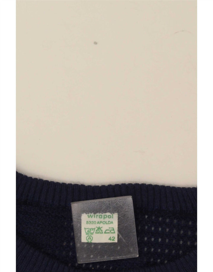 Vintage Womens Boat Neck Jumper Sweater IT 42 Medium Navy Blue Colourblock