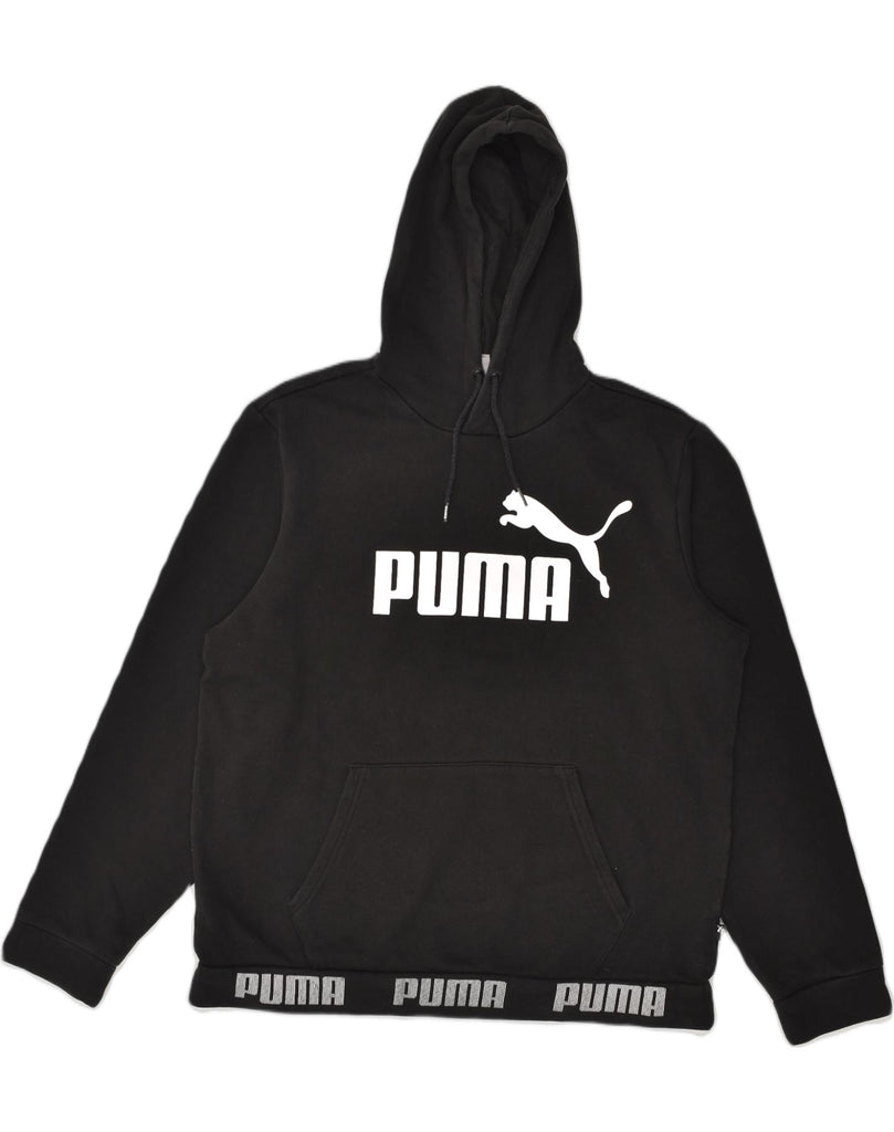 PUMA Mens Graphic Hoodie Jumper Large Black Cotton | Vintage Puma | Thrift | Second-Hand Puma | Used Clothing | Messina Hembry 