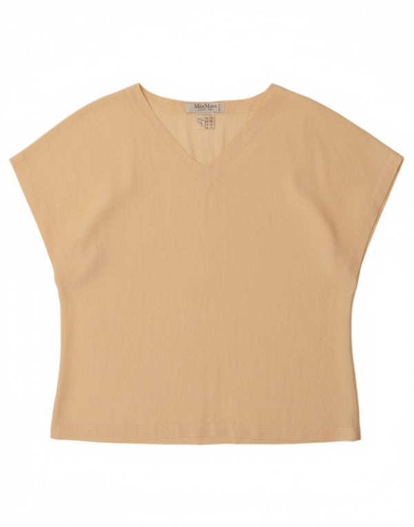 MAX MARA Womens T-Shirt Top UK 14 Large  Beige Silk