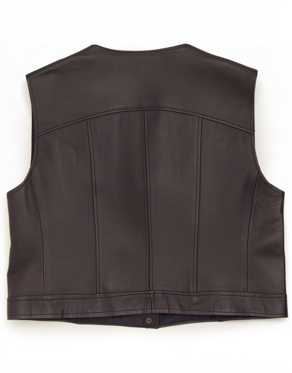 Vintage Mens Leather Waistcoat IT 54 XL Black