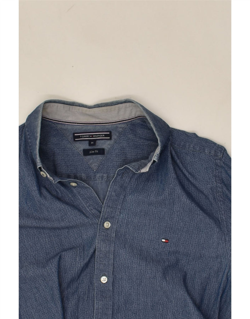 TOMMY HILFIGER Mens Slim Fit Shirt Medium Blue Cotton | Vintage Tommy Hilfiger | Thrift | Second-Hand Tommy Hilfiger | Used Clothing | Messina Hembry 