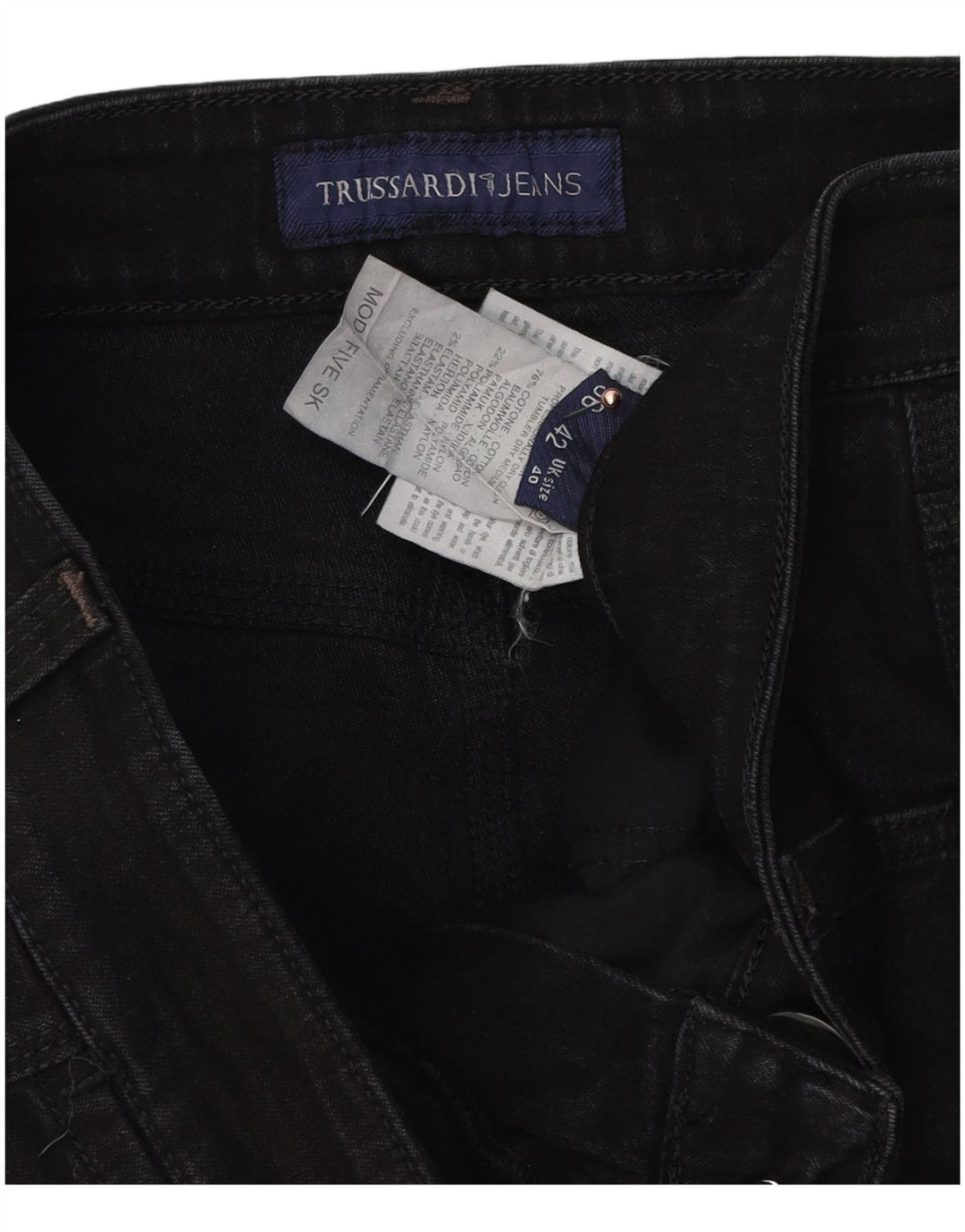 Trussardi Mens Straight Jeans W40 L30 Black Cotton