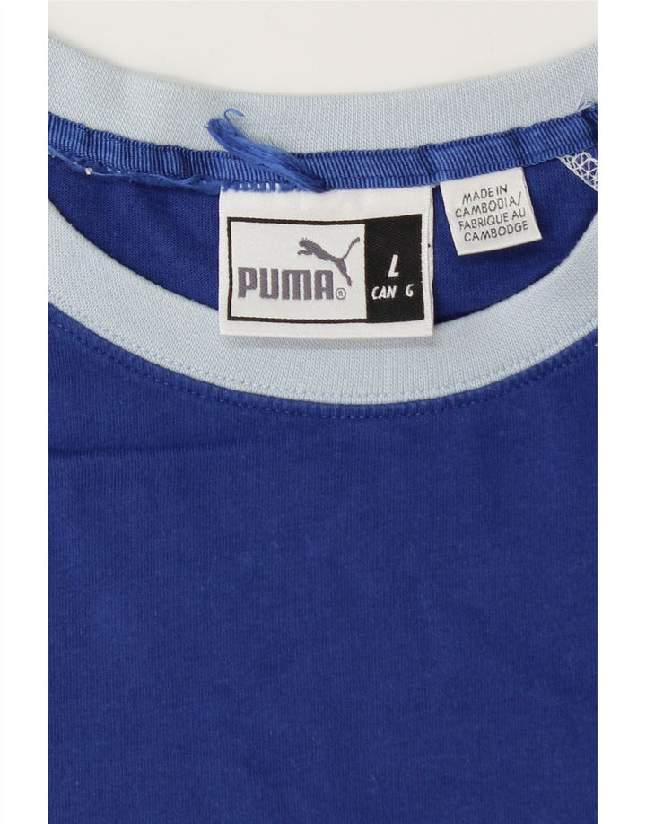 Puma Mens Top Long Sleeve Large Blue Colourblock