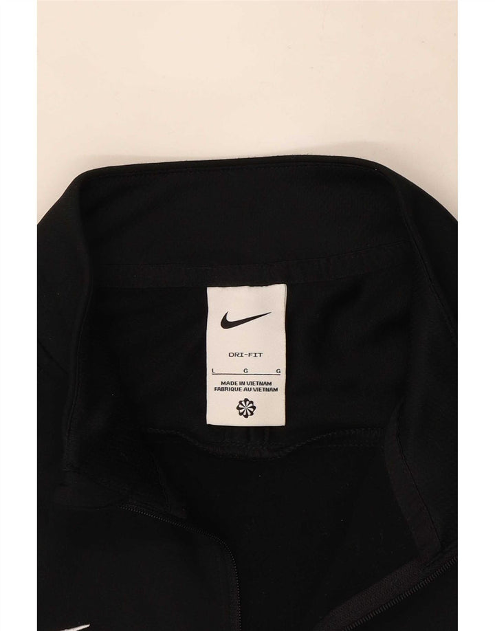 Nike Mens Dri Fit Zip Neck Pullover Tracksuit Top Large Black Colourblock