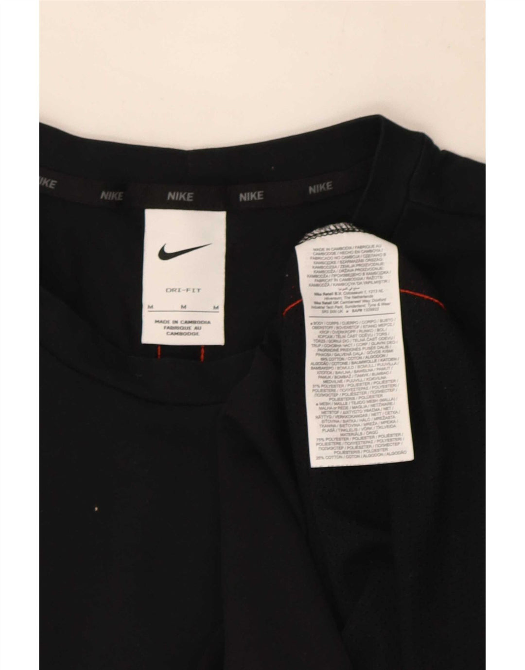 Nike Mens Graphic T-Shirt Top Medium Black Colourblock Cotton