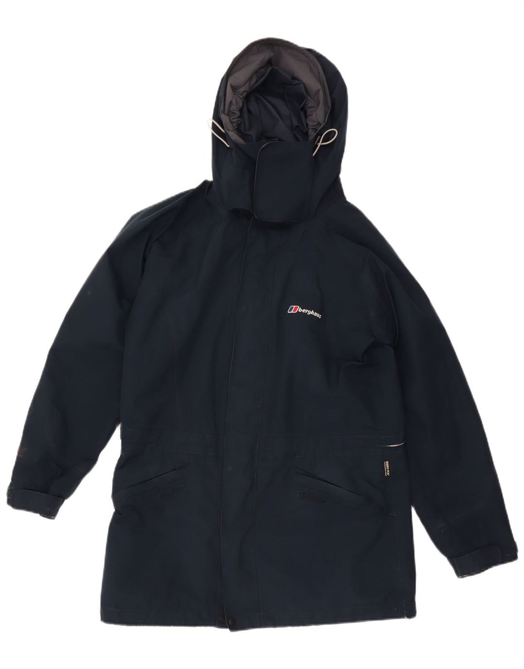 Berghaus Womens Hooded Oversized Rain Jacket UK 10 Small Navy Blue Nylon